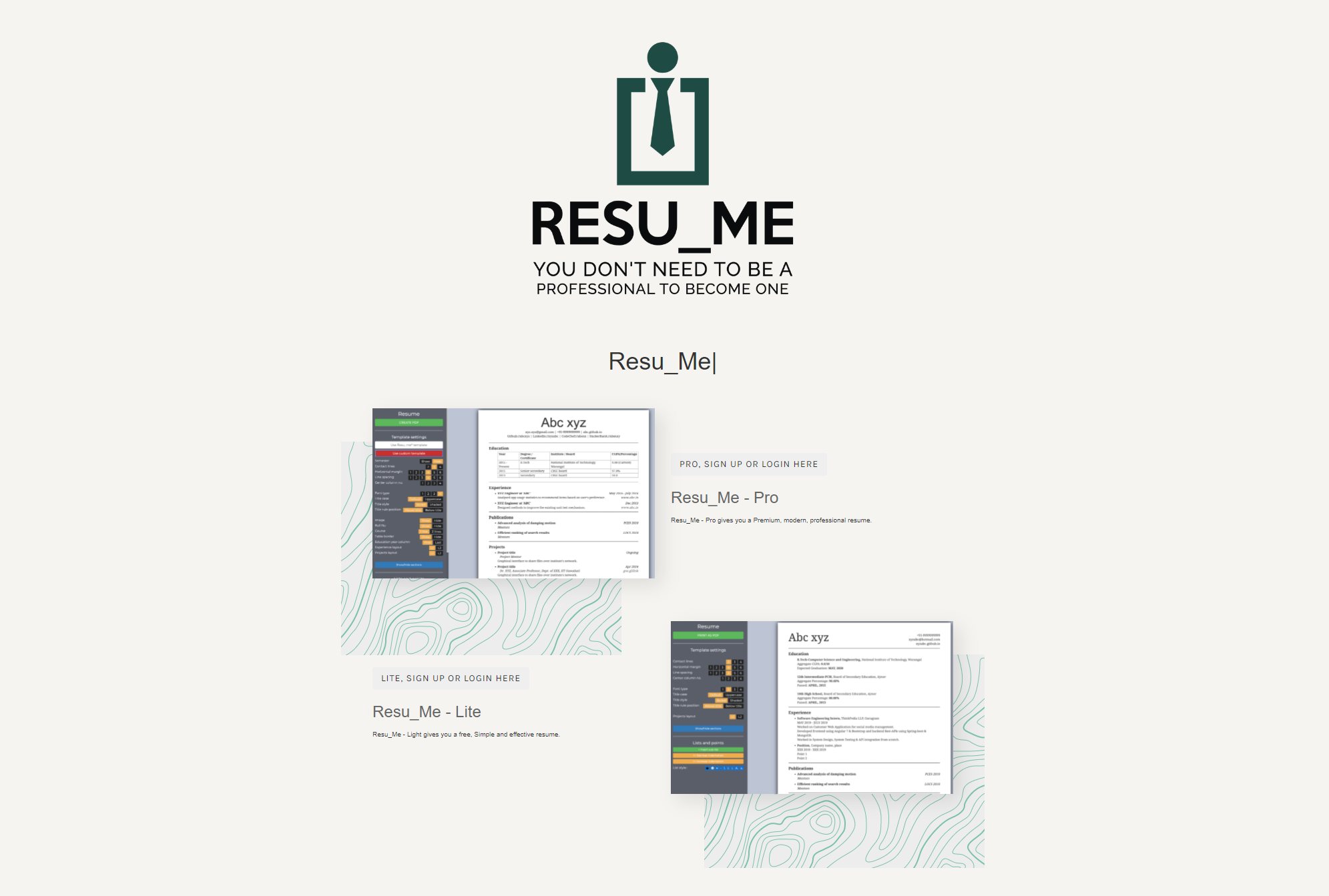 Resu_Me Landing Page